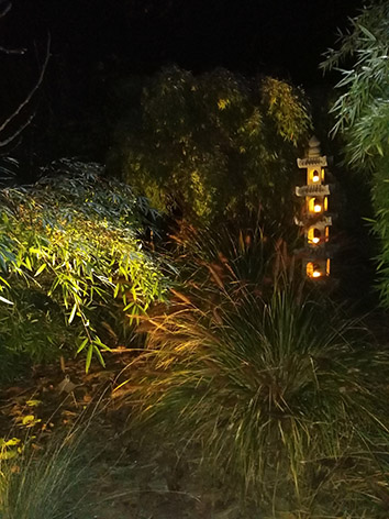 Lil'o bambous - ambiance nocturne - Pagodes et graminées